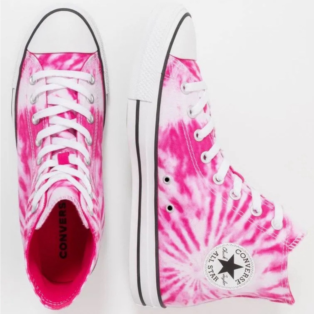 Converse pink tie dye high top